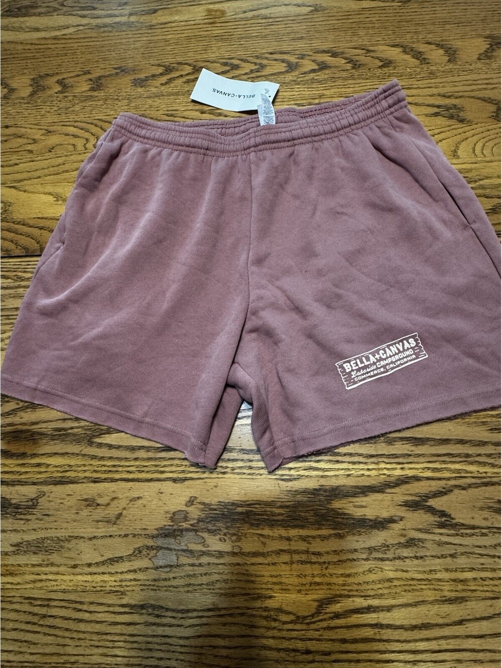Bella Canvas Womens M Cutoff Fleece Sweat Shorts Mauve Lakeside Campground NWT